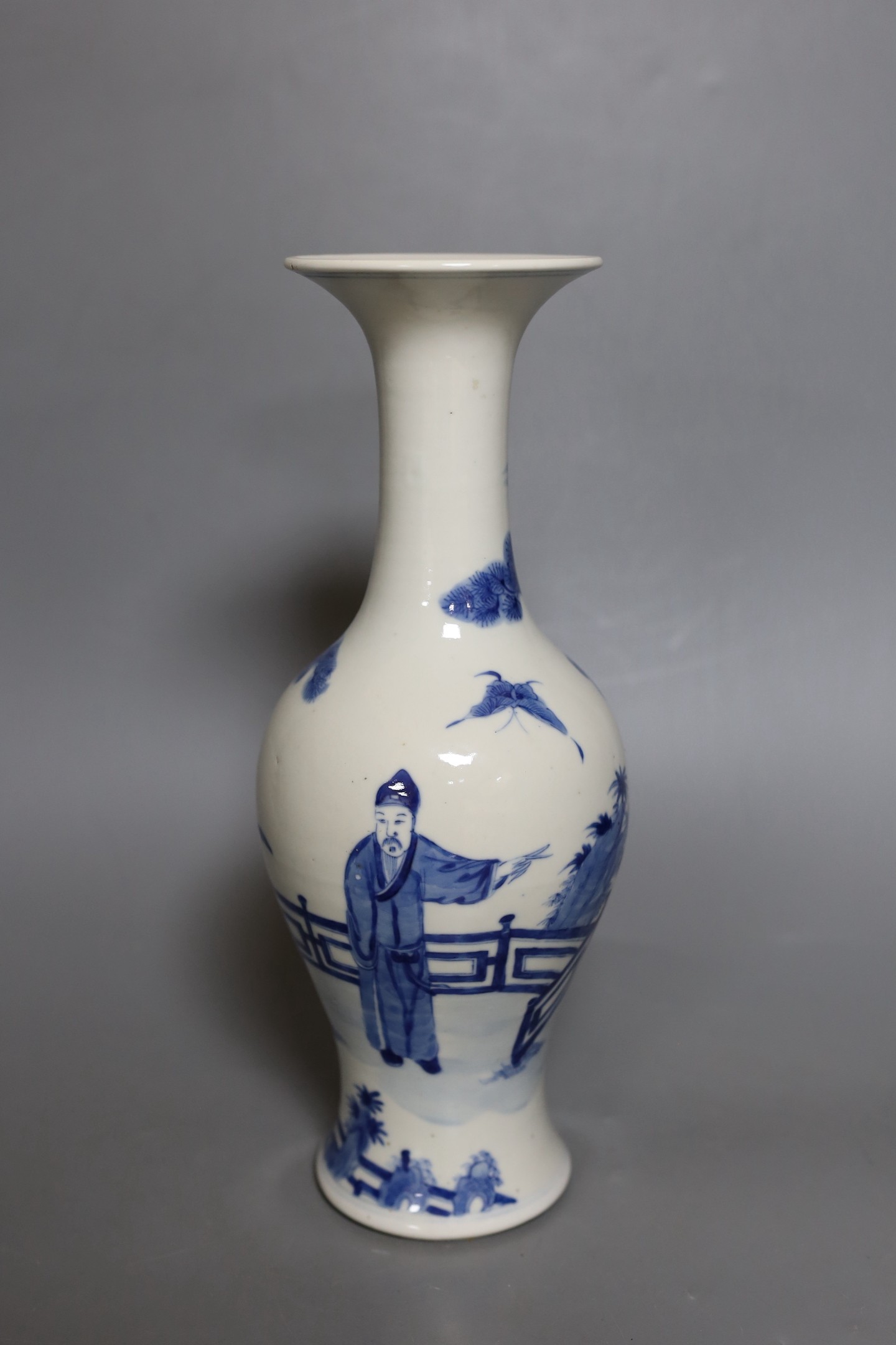 A 19th century Chinese blue and white vase, 30cm